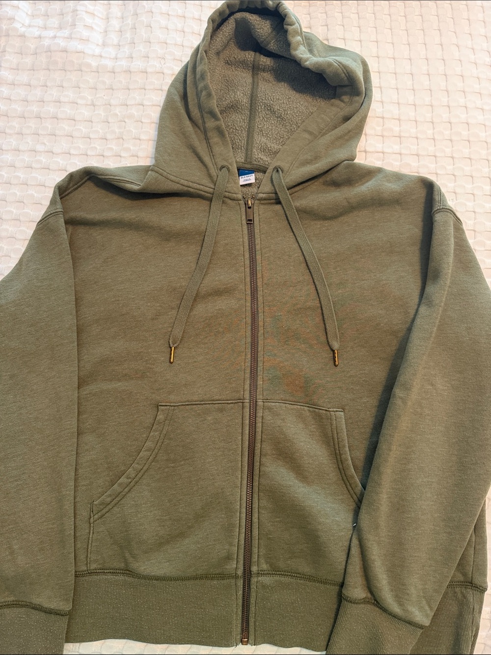 Old Navy Olive Zip-Up Hooded Sweatshirt